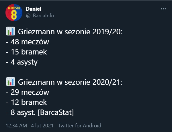 Porównanie liczb Griezmanna: POPRZEDNI SEZON vs TEN SEZON!